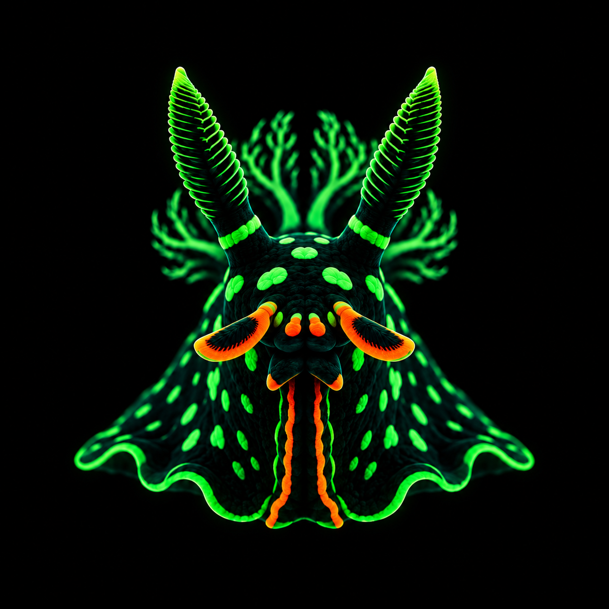 Stylised front view of a Nembrotha nudibranch